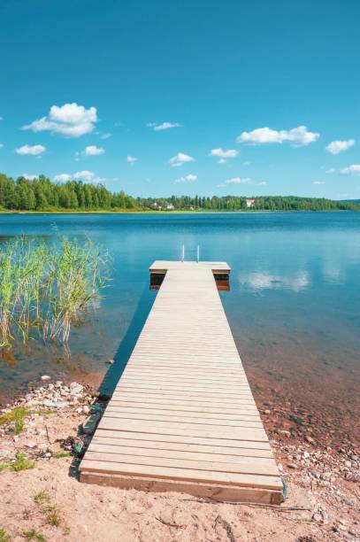 istock The dock in calm and clear water. 2148334397