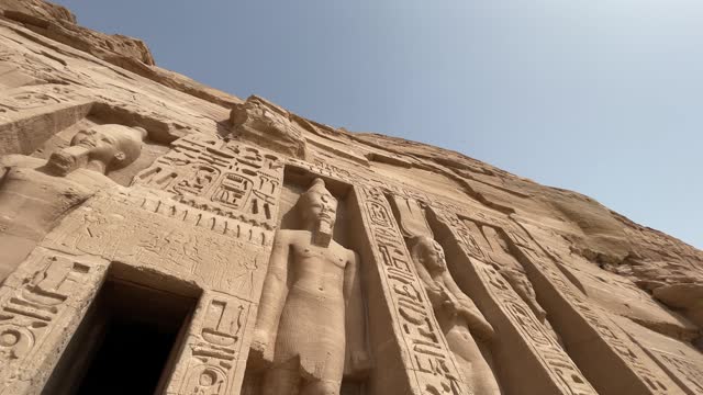 4K Video: The temple of Hathor and Nefertari, dedicated to the goddess Hathor and Ramesses II's queen, Nefertari, at Abu Simbel, Egypt