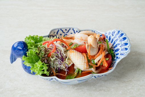 Tom Yum Seafood recipe, healthy lifestyles concept.