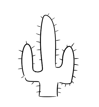 Single Line Illustration of a Spikey Cactus