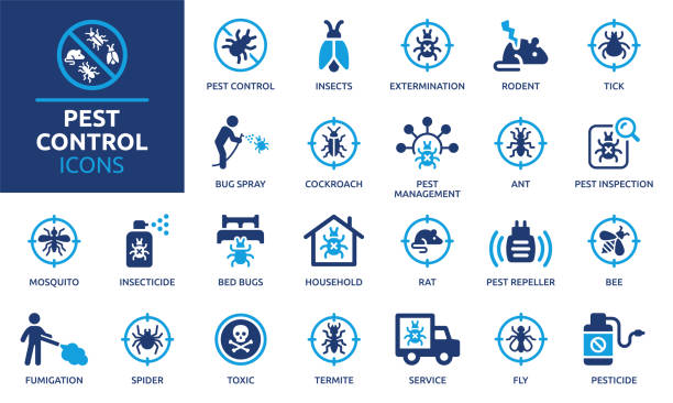 stockillustraties, clipart, cartoons en iconen met pest control icon set. vector illustration. - plaagdier