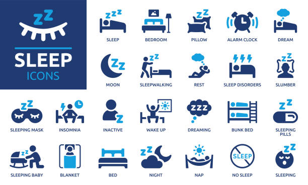 ilustrações de stock, clip art, desenhos animados e ícones de sleep icon set. vector illustration. - descansar