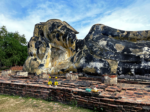 Wat Lokkayasutha: The Reclined Buddha Statue in Ayutthaya Temples, Ayutthaya, Thailand