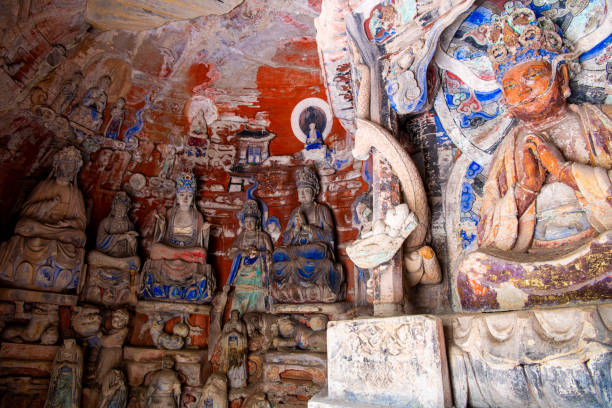 istock Ancient Confucian, Buddhist sculptures, Dazu Temples, Chongqing China 2148343524