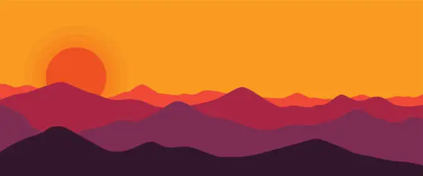 Vector illustration of Mountain minimalist drawing. Abstract landscape hills. Vector illustration design, mountain view for home decor, wallpaper, prints, banners, interior decor.