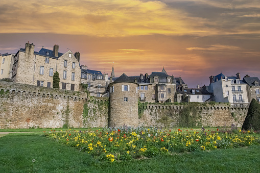 Chambord, France - August 18, 2015: Panoramic view of Chambord Castle at sunset. Built as a hunting lodge for King Francois I, between 1519 and 1539, this castle is the largest and most frequented of the Loire Valley.