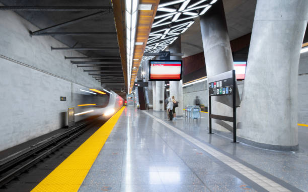 Train arriving at subway station