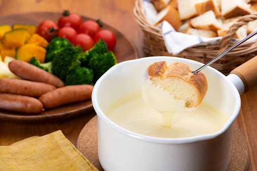 Cheese Fondue on Dining Table