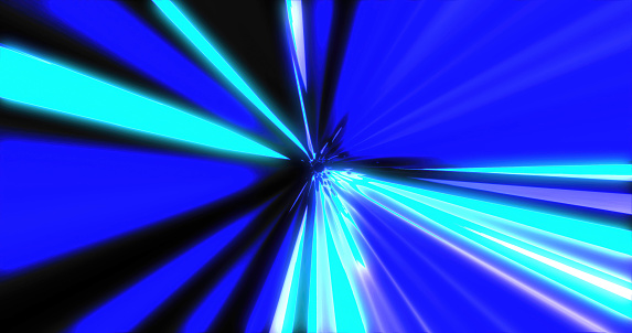 Blue energy tunnel frame with futuristic electric field particles and lines of high-tech energy. Abstract background.