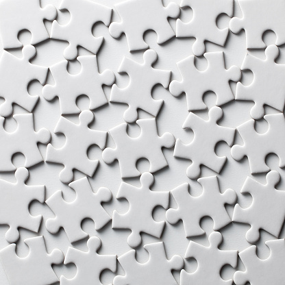 Blank rectangular jigsaw puzzle mockup isolated on white background