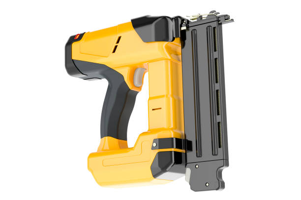 Yellow Electric Brad Nailer, 3D rendering