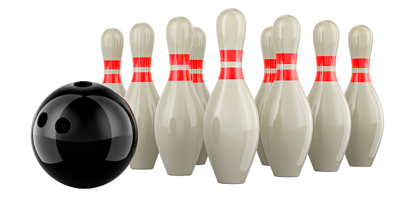 Set of bowling, 3D rendering isolated on white background
