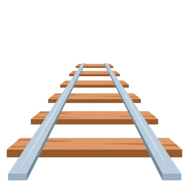 Vector illustration of The railway going forward. Rails icon, vector illustration on a white background.