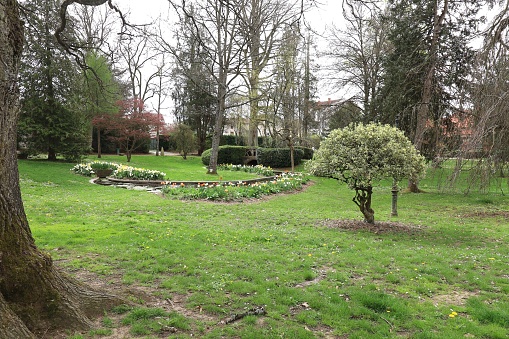 Emmanuel Chabrier garden, public park, town of Ambert, department of Puy de Dôme, France