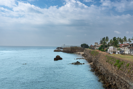 Seaside view of Galle Fort , Sri Lanka. The town is a fusion of European architectural art and South Asian cultural traditions. UNESCO World Heritage Site.