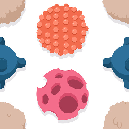 Washing balls vector cartoon seamless pattern.