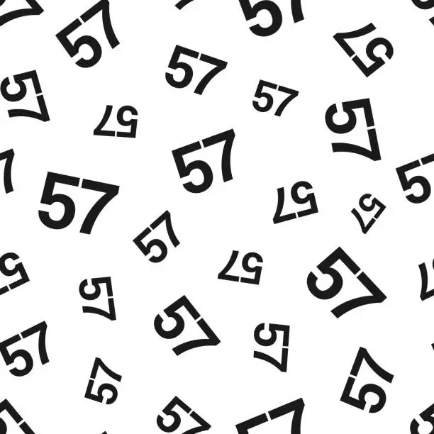 Vector illustration of 57 - Number Fifty-seven. Seamless pattern. Icons on white background