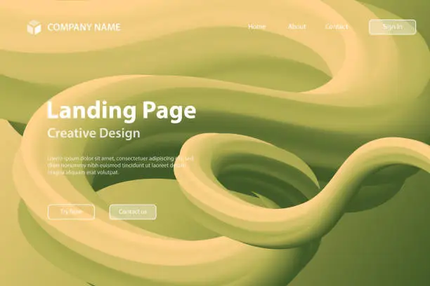 Vector illustration of Landing page Template - Fluid abstract design with Green gradient - Trendy background