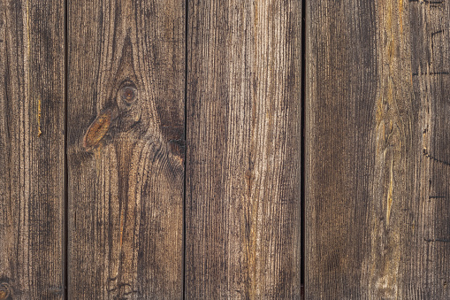 Texture of old wooden boards.Close-up wooden surface with resinous knots.  Close-up, Background