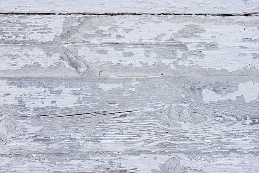 Wooden texture. Painted white wooden wall of the house. Close-up,