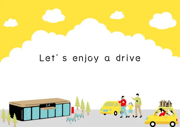 Vector illustration of People enjoying traveling by car