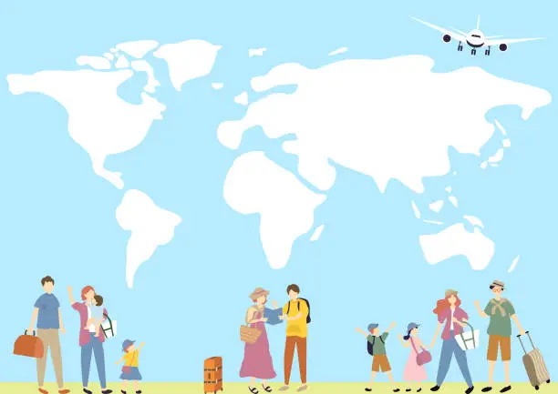 Vector illustration of People enjoying traveling abroad