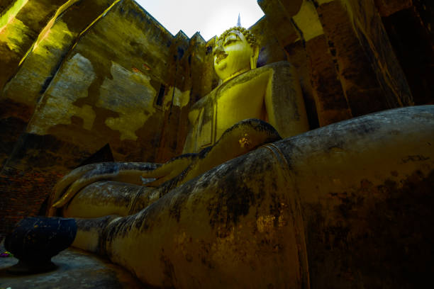 Ancient Sukhothai style Buddha statue at Wat Sri Chum, Sukhothai Province.