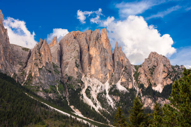 istock Dolomite alps in Italy, high mountain with green forest 2148362389