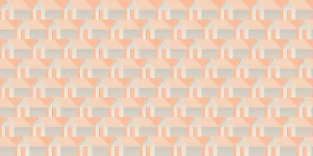 Vector illustration of Abstract peachy geometric house flat design seamless pattern vector illustration.