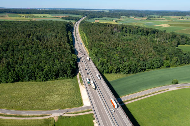 istock Highway in rural landscape, aerial view 2148362843