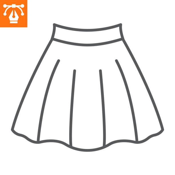 Skirt line icon Skirt line icon, outline style icon for web site or mobile app, clothes and shopping, pleated skirt vector icon, simple vector illustration, vector graphics with editable strokes. pleated white skirt stock illustrations