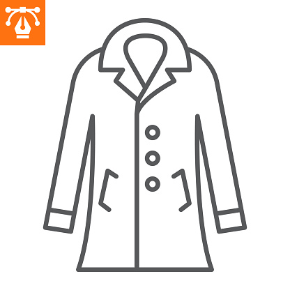 Coat line icon, outline style icon for web site or mobile app, clothes and outerwear, unisex overcoat vector icon, simple vector illustration, vector graphics with editable strokes.