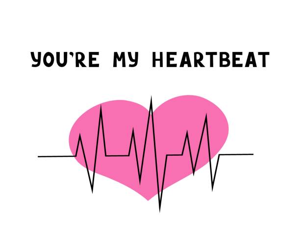 you're my heartbeat You' re my heartbeat. Vector Illustration for printing, backgrounds, covers and packaging. Image can be used for greeting cards, posters, stickers and textile. Isolated on white background. youre beautiful quotes stock illustrations