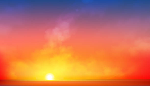 Red Sunset Sky Background,Sunrise cloud Orange,Yellow,Pink,Blue in morning Summer,Vector sunny Autumn,Nature landscape in evening.Winter sunlight,illustration Horizon Spring sundown by Sea Beach Red Sunset Sky Background,Sunrise cloud Orange,Yellow,Pink,Blue in morning Summer,Vector sunny Autumn,Nature landscape in evening.Winter sunlight,illustration Horizon Spring sundown by Sea Beach cirrus sunrise cloud sky stock illustrations