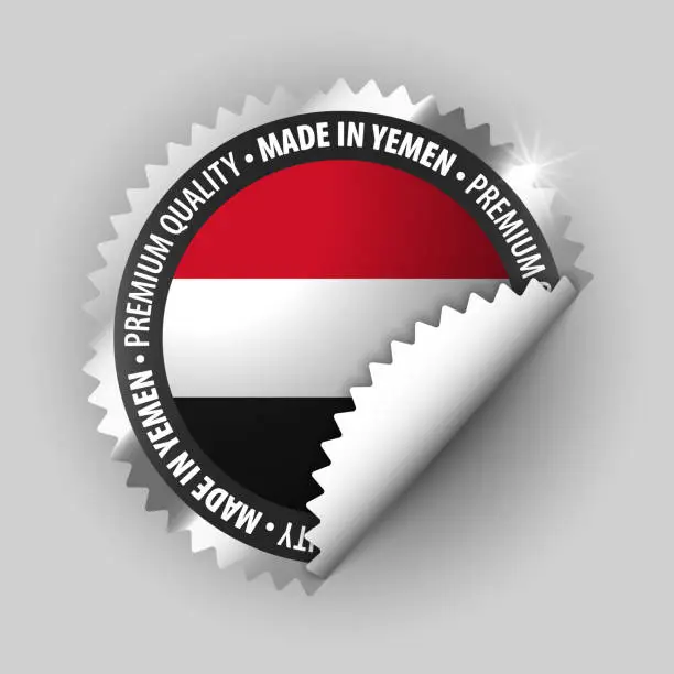 Vector illustration of Made in Yemen graphic and label.