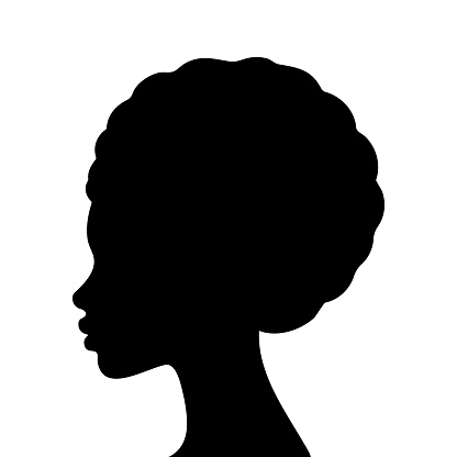 Silhouette face head in profile ethnic group of black African and African American women. Identity concept - racial equality and justice. Racism, discrimination. Juneteenth emancipation