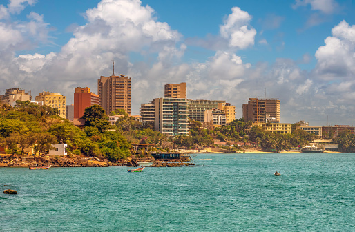 The coastal skyline of Dakar, Senegal, West Africa