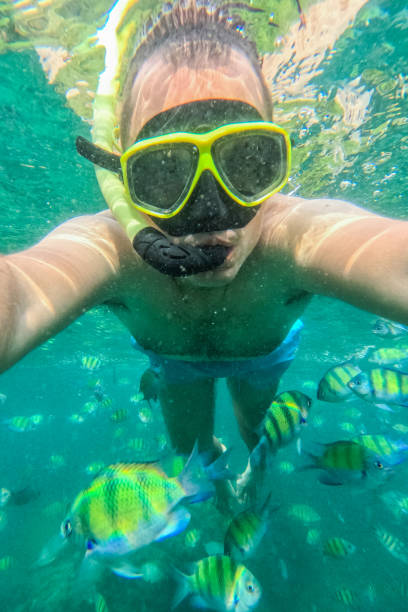 istock Young Man Taking Selfies While Snorkeling In The Sea In Thailand 2148367726