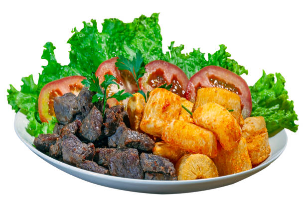 Dried beef with cassava and salad