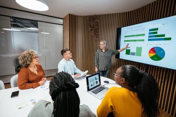 istock Business presentation in multi ethnic business team 2148368305