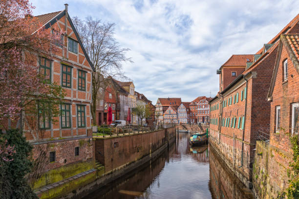 istock Old harbor and half-timbered houses at Stade, Lower Saxony Germany 2148373057