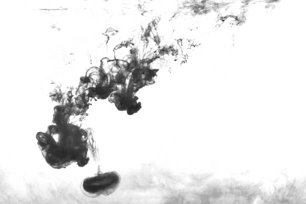 Black color-ink dye melt on white background,Abstract smoke pattern,Colored liquid dye,Splash paint