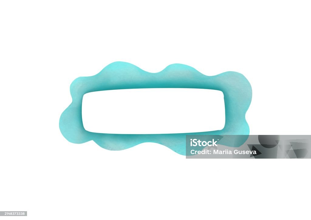 Cute Watercolor Rectangular Photo Frame With Copy Space On White ...