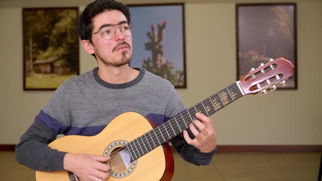 Guitarist performing on a classical guitar