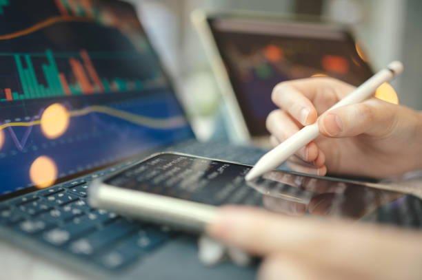 istock People with A.I. data helping predict posibility in high frequency trading robot trade in crypto-stockmarket 2148377158