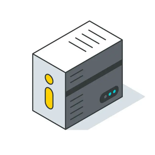 Vector illustration of Isometric illustration of a server box on white background