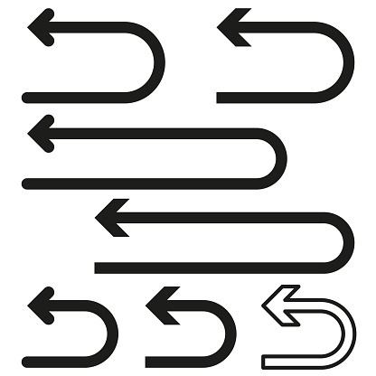 Two Arrows Return Return Arrows Set Direction Indicators Collection Undo Symbols Design ...