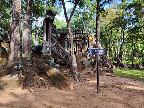 Ruins of Prasat Beng at Koh Ker, a remote archaeological site in northern Cambodia about 120 kilometres from the ancient site of Angkor.