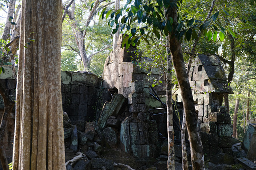 Ruins of Prasat Srot at Koh Ker, a remote archaeological site in northern Cambodia about 120 kilometres from the ancient site of Angkor.
