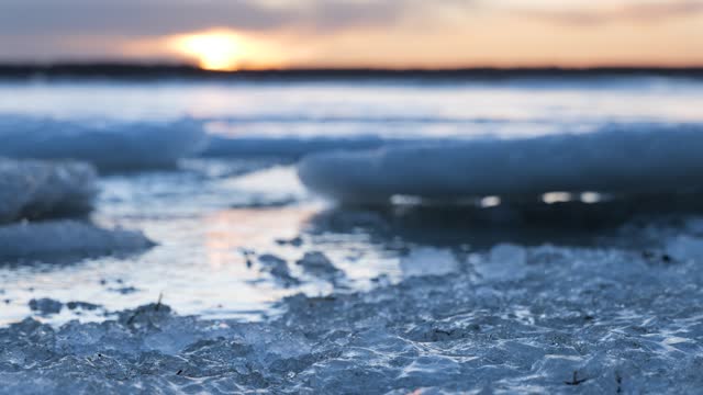 Ice on the sea at sunset 1/2.